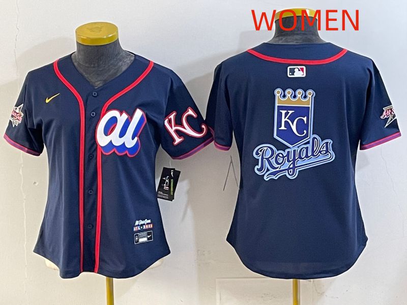 Women 2025 Kansas City Royals Blank Drak Blue All star Nike MLB Jersey style 02